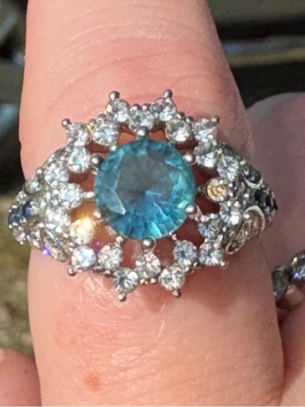 Blue Topaz Sterling Silver Multi Gemstone Ring
